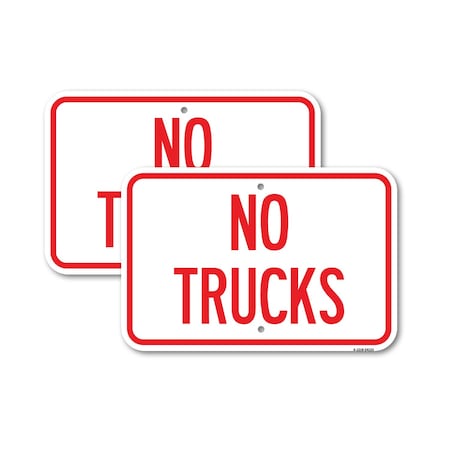 Signmission Driveway Sign No Trucks, 12'' X 18'' 2 Signs, Heavy Gauge Aluminum, 2PK A-1218-2PACK-24123