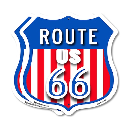 Signmission Route Us 66, 6 inch X 6 inch, Plastic Sign, 2PK SHI-P-2PACK-6-480