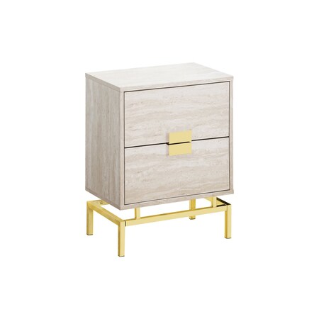 Homeroots 24" Gold And Beige End Table With Two Drawers 333236