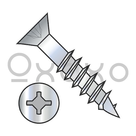Oxoxo 8X1 1/2 Square Phillips Drive Flat Head no Nibs Deep Thread Wood Screw 2/3 Thrd ZincBake, 5500PK 504619