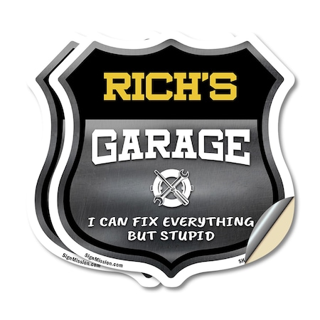 Signmission Rich's Garage I Can Fix Everything But Stupid, 18 inch X 18 inch, Vinyl Decal, 2PK SHI-D-2PACK-18-490-RICH