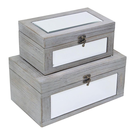 Cheungs Wooden Storage Boxes, Gray Washed - Set of 2 4929-2GR