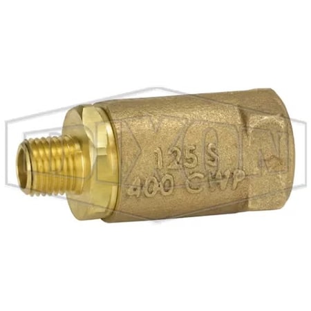 Dixon Ball Cone Check Valve, 1/4 in Nominal, MNPT x FNPT End Style, Brass Body, PTFE Seat Softgoods 61-201