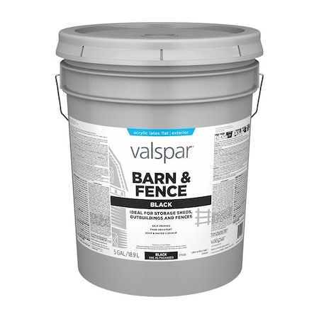 Valspar 3711436 Barn and Fence Paint, Black, 5 gal 009.3711436.008