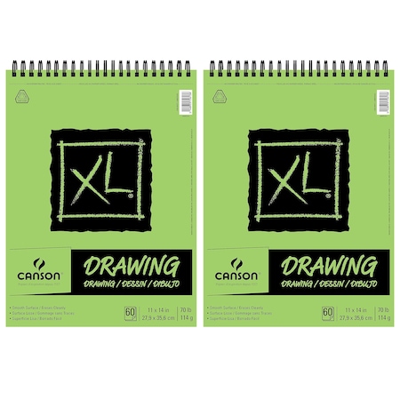 Canson XL Series Drawing Pad, Top Wire Binding, 60 Sheet, 11x14 inch, 2PK C100510937