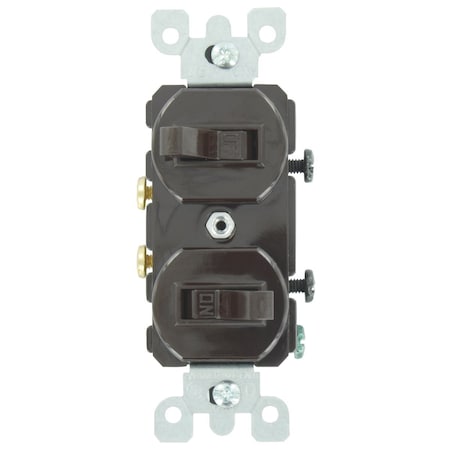 Leviton Single Pole Brown 15A Quiet Duplex Switch 500-05224-02S
