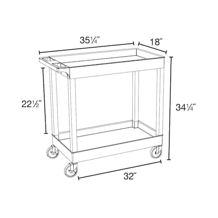 Luxor 32" x 18" Tub Cart - Two Shelves EC11-BU