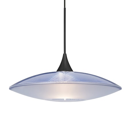 Besa Lighting Besa Spazio Pendant, Blue/Frost, Black Finish, 1x 5W LED 1XT-6294BL-LED-BK