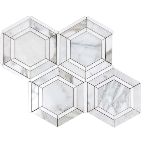 Apollo Tile Serena 11x13 White Gray Calacatta Gold, Thassos Mosaic Hexagon Wall and Floor Tile, 5PK APLTSC88G25A