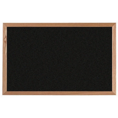 Aarco VIC Cork Bulletin Board w/ a Red Oak Frame w/ a Clear Lacquer Finish, Black Olive 24''Hx36''W OW2436209