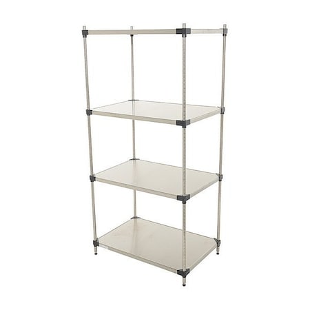 Vestil Metal Shelving Unit, 24"D x 36"W x 74"H, 4 Shelves, Stainless Steel SSS-2436