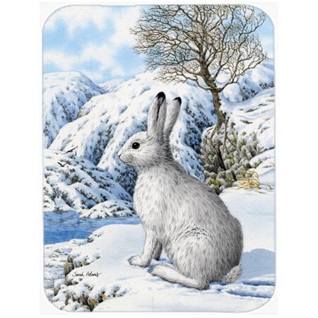 Carolines Treasures Mountain Hare White Rabbit Glass Cutting Board- Large ASA2037LCB