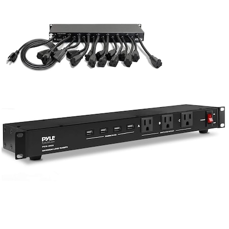 Pyle 19 Outlet 1U 19 in Rackmount PDU Power Distribution Supply Center Conditioner Strip Unit Surge PCO865