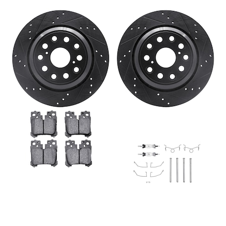 Dynamic Friction Co DFC Rotors-Drilled & Slotted-Black w/ EURO 5000 Ceramic Brake Pads Incl Hdw 8612-75002