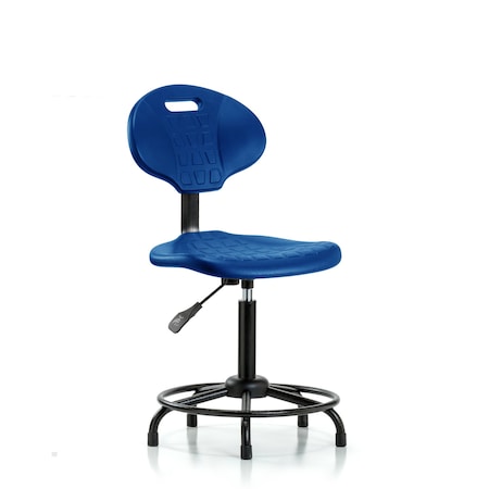 Blue Ridge Ergonomics Erie Poly Chair, Med Bench, Round Tube Base, Glides, Blue BR-TPMBCH-RT-A0-RG-BLU