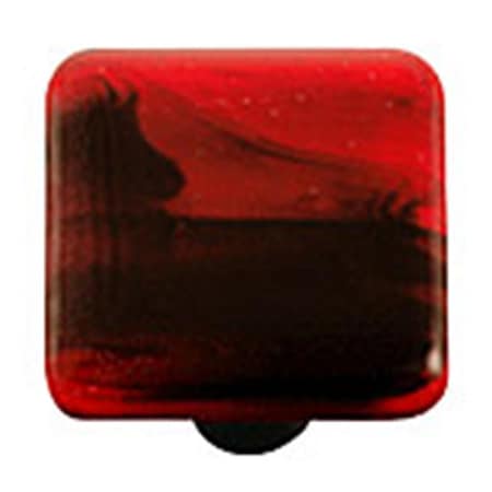 Towels Usa Black Swirl Brick Red Square Glass Cabinet Knob - Aluminum Post TO883613