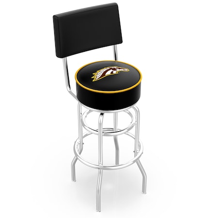 Holland Bar Stool Co 25" Chrome 2-Ring Western Michigan Swivel Bar Stool, Back L7C425WestMI