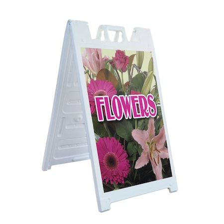 Signmission Flowers, A-Frame & 2 Sign Inserts, Heavy-Duty Plastic Frame SBHD-C-2436-Flowers