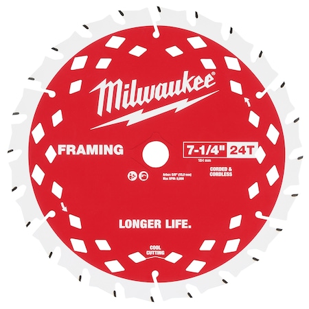 Milwaukee Tool CircularSawBlade, Carbide, Dia:7.25" 48-41-0720