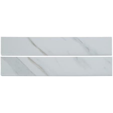 Msi Calacatta 3 In X 18 In. Porcelain Bullnose Tile Trim In Matte White, 30PK ZOR-PT-TR-0115