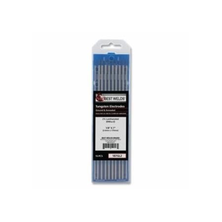 Best Welds 2% Lanthanated Tungsten Electrode, 1/8 in x 7 in, 10 PK 900-187GL2