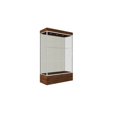 Ghent 76''H x 48''W x 20''D Edge Display Case 12'' Base w/ White Back & Satin Frame 94LFWH-SN-WNH