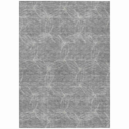 Homeroots 8' X 10' Gray And Ivory Geometric Washable Indoor Outdoor Area Rug 614074