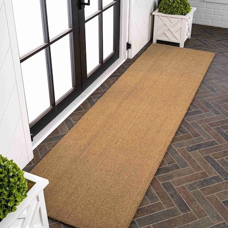 Jonathan Y Peater Classic Casual Commercial Natural Coir Light Brown 2 ft. x 8 ft. Indoor/Outdoor Mat CHG100A-28