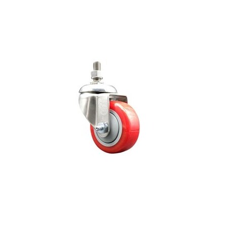 Service Caster 3 Inch 316SS Red Polyurethane Wheel Swivel 1/2 Inch Threaded Stem Caster SCC SCC-SS316TS20S314-PPUB-RED-121315