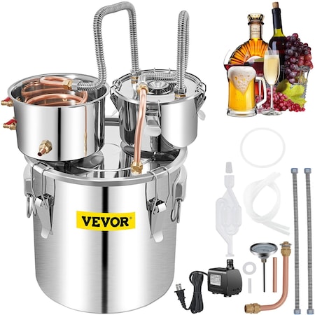 Vevor Moonshine Still Water Alcohol Distiller 13.2Gal w/Thumper Keg & Water Pump VV-DAD-50L