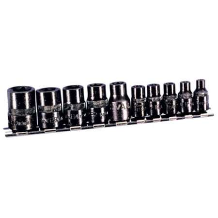 K-Tool International Socket Set 1/4", 3/8" Dr, 10 Pieces, black oxide KTI-22870