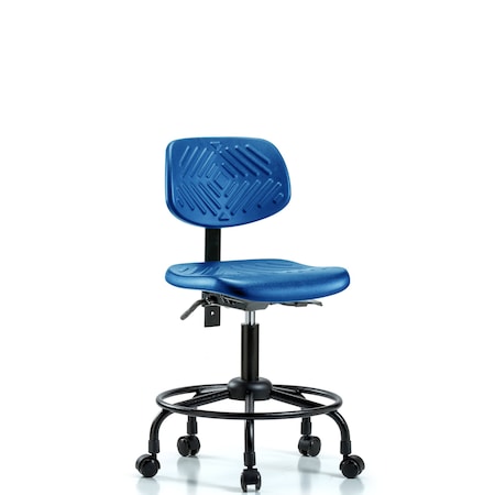 Blue Ridge Ergonomics Poly Chair Round Tube Base, Desk, Tilt, Casters, Blue BR-PDHCH-RT-T1-A0-RC-BLU