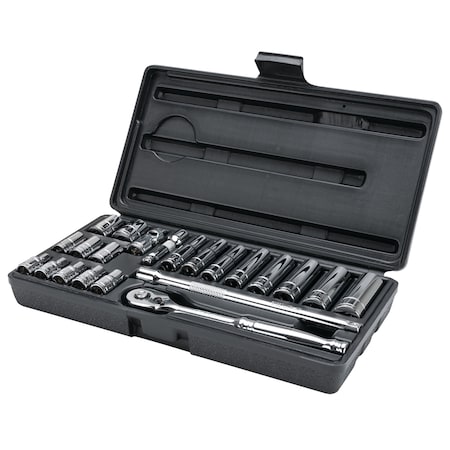 Performance Tool 22-Pc Sae 1/4 In Dr. Sae Socket Set Tool Set, W36901 W36901