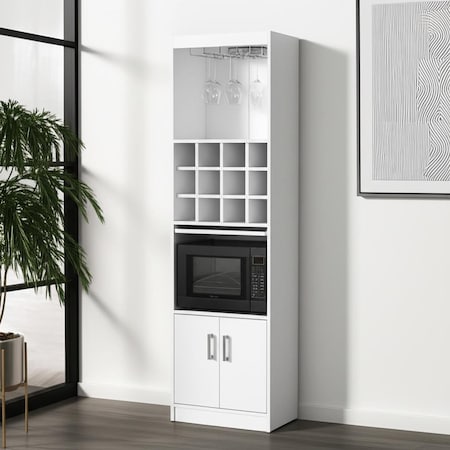 Homeroots 71" White Wood Bar Cabinet With Two Doors 558541