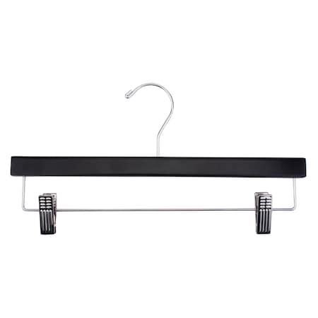 Nahanco 14in Black Gloss Wooden Skirt/Pant Hanger w/ Chrome Hardware, 25PK 2214RCCHHU