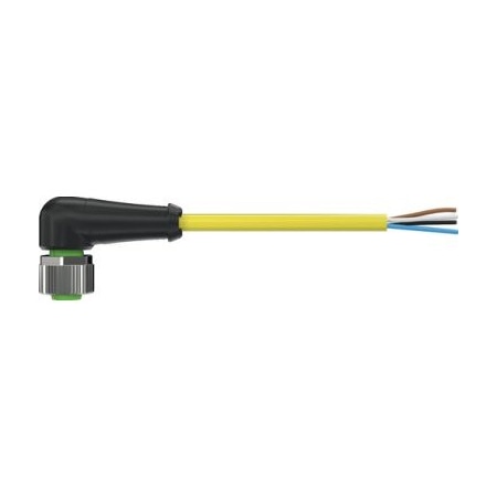 Murrelektronik Cordset, Right Angle, M12, Yellow, 22 AWG, 4A 7000-12341-0141000