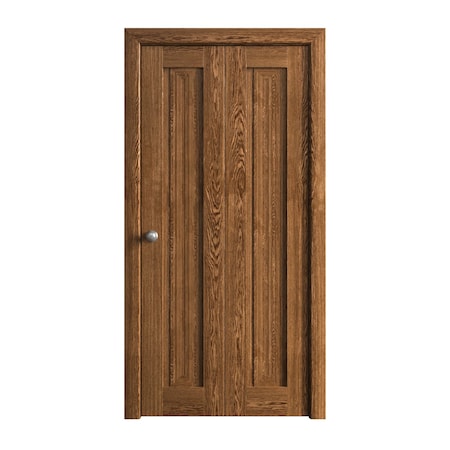 Sartodoors Sliding Closet Bi-fold Doors 64 x 80 inches, Ego 5006 Cognac Oak Veneer, Sturdy Tracks Moldings Tr EGO5006BF-DKO-64x80 (2* 32x80)