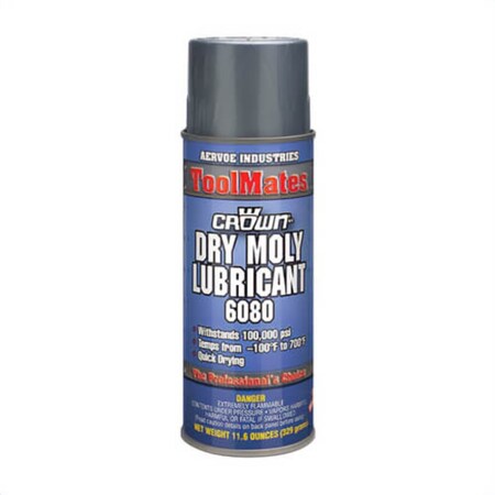 Crown By Aervoe Lubricant, 16 oz, Aerosol Spray Can, Solvent carrier w/ MoS2 solids Base, Grayish black 6080