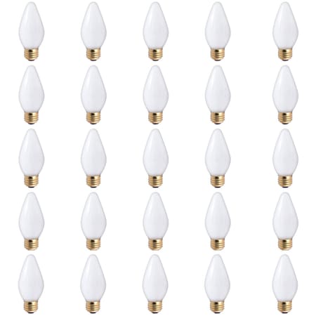 Bulbrite 25W Dimmable White F15 Fiesta Incandescent Light Bulbs, Medium E26 Base, 2700K, 25PK 861170