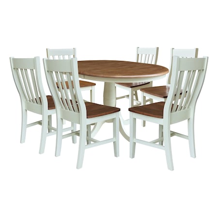 Whitewood Industries Rectangular Extension Dining Table W/ 6 Chairs, 36 in W, 29.3 in L, 48 in H, Parawood, 7 K79-36RXT-C61-6