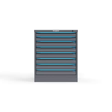 Strong Hold 8 drawer cabinet - (2x 2ft, 6x 3ft) - Blue accents - Keyed Alike S3036-PPAAS-0803FS