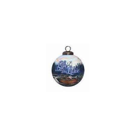 Homeroots Scenic Life is Better at the Lake Hand Painted Mouth Blown Glass Ornament 477539