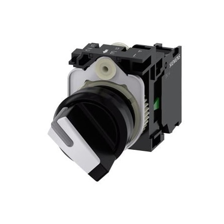 Siemens Selector switch, illuminable, 22 mm, round, plastic, white 3SU1100-2BF60-1BA0-ZY11