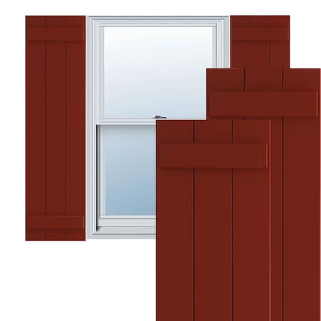 Ekena Millwork True Fit PVC Three Board Joined Board-n-Batten Shutters, Pepper Red, 16 1/8W x 56H, PR TFP101BBF16X056MR