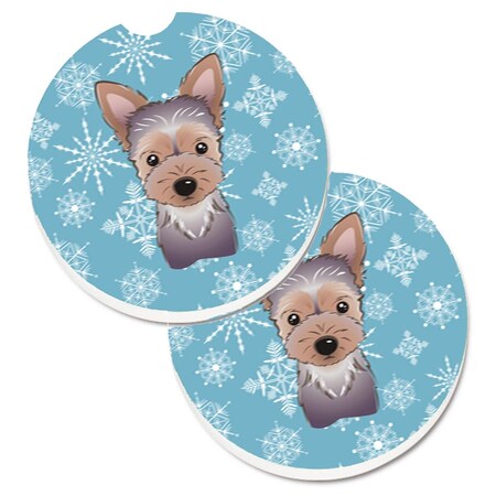 Carolines Treasures Snowflake Yorkie Puppy Set of 2 Cup Holder Car Coaster BB1666CARC