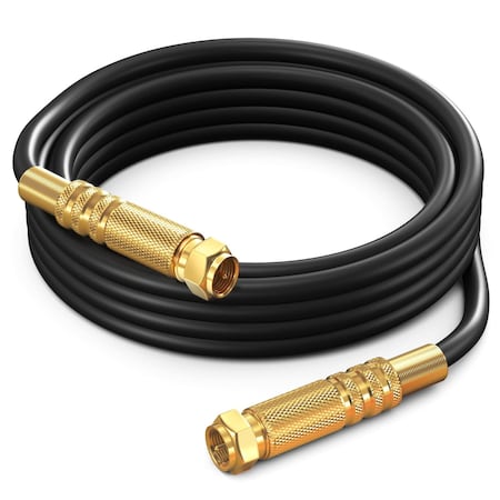 Maximm 8ft RG6 Quad Shielded Coaxial Cable, Non-Oxygen Copper, Black RG6-STS-GLD-4S-8FT