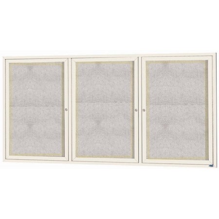 Aarco Outdoor Illuminated Enclosed Bulletin Board w/ Al Frame, Powder Coated Ivory, 48''Hx96''W ODCC4896-3RIIV