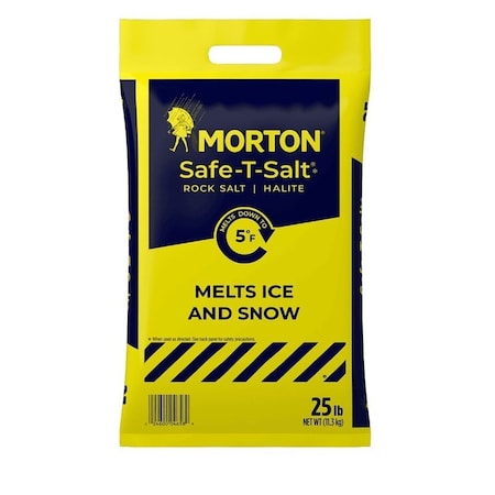 Morton Salt Safe-T-Salt Ice Melt Rock Salt, Crystal, Solid, White, 25 lb, Bag F146580000G