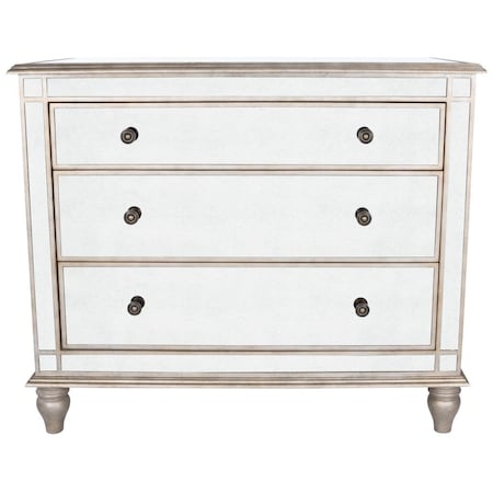 Homeroots Rectangle Mirrored Three Drawer Console Storage Chest 383193