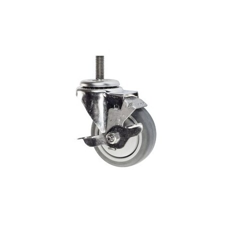 Service Caster 4 Inch Thermoplastic Rubber Swivel 3/8 Inch Threaded Stem Caster with Brake SCC SCC-TS20S414-TPRB-TLB-381615